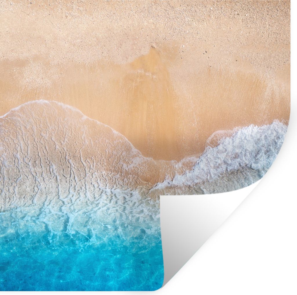 MuchoWow Wandtattoo Wandsticker Wandaufkleber Strand - Meer - Sand - Sommer - Blau - Wellen 50x50 cm Selbstklebend und Repositionierbar - Selbstk...