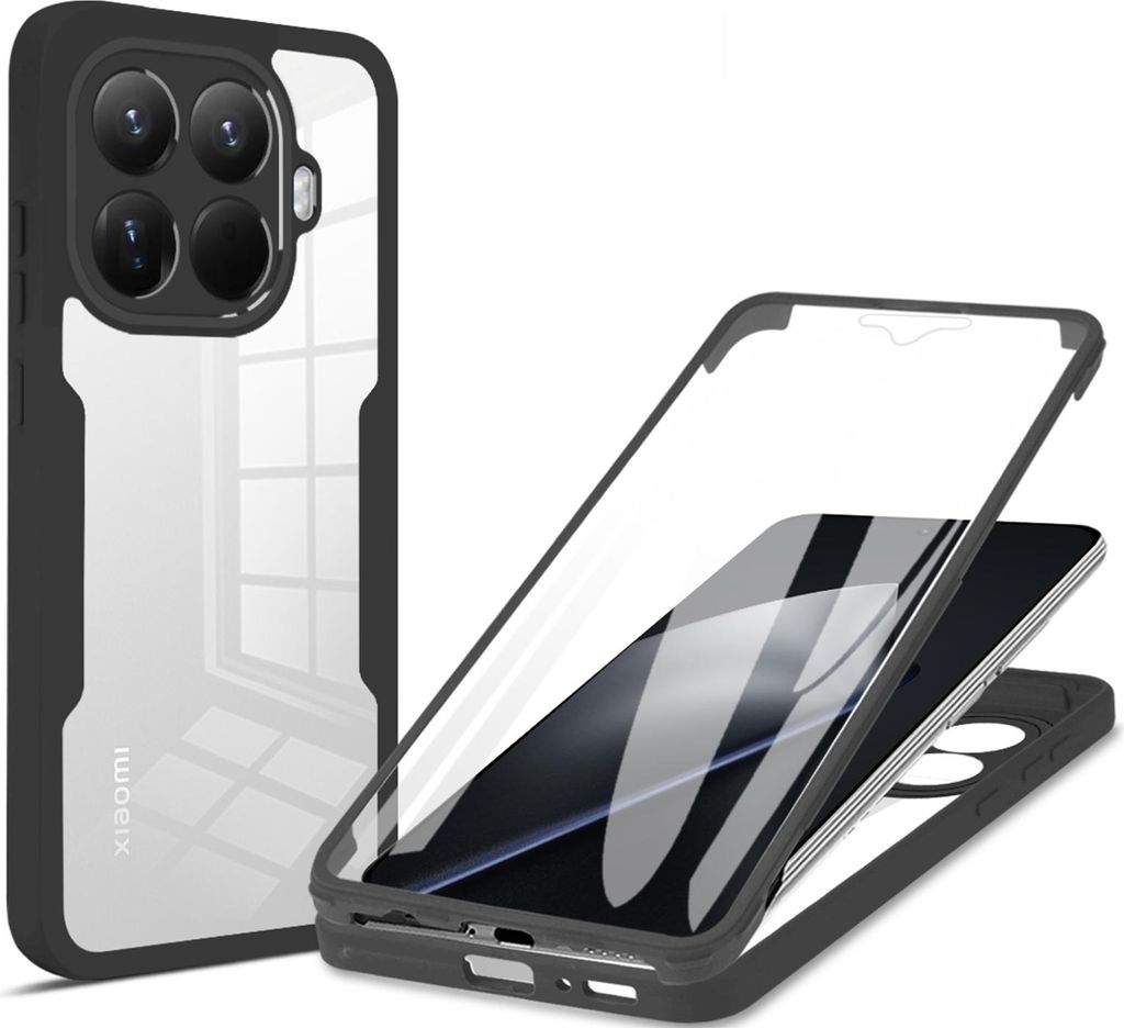 A clear product shot of a phone case, with a second phone and case shown disassembled.