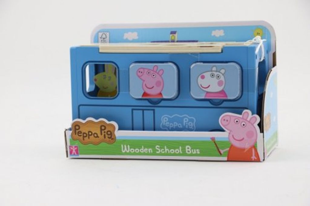 Peppa Wutz Holz Spielzeug - Schulbus (mit Figuren & Accessoires) Spielzeugauto
