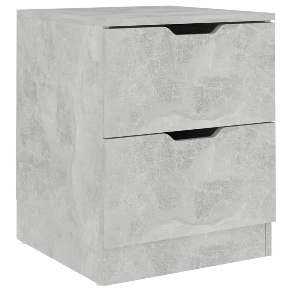 Table de nuit gris béton 40x40x50 cm en aggloméré pour chambre adulte