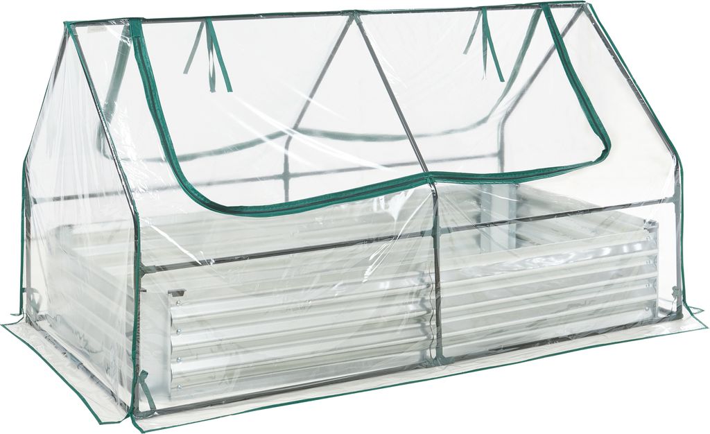3-in-1 Hochbeet Kit mit Gewächshaus 'Balsorano' Stahl mit PVC-Folie 186 x 96 x 98 cm Transparent