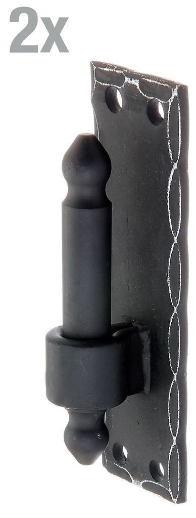 Alberts 2 x Kloben auf Platte, 150 x 45 mm, Schmiedeeisen, schwarz verzinkt