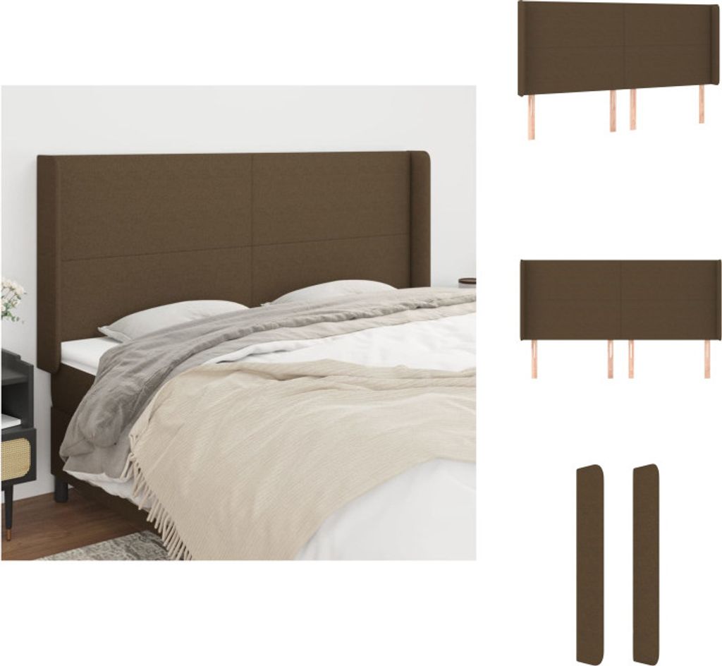 vidaXL Kopfteil mit Ohren Dunkelbraun 203x16x118/128 cm Stoff - Kopf- & Fußenden
