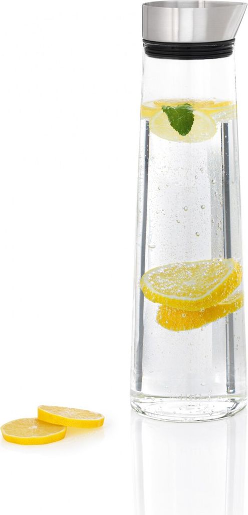 Blomus Wasserkaraffe Acqua, Karaffe, Glaskaraffe, Glas, Edelstahl Deckel, 1.5 Liter, 63448