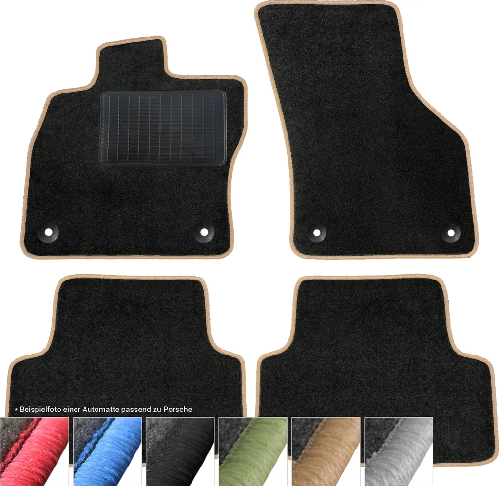 Tappetini Auto per Porsche Cayenne I 2002-2010 Velours Nero/Beige