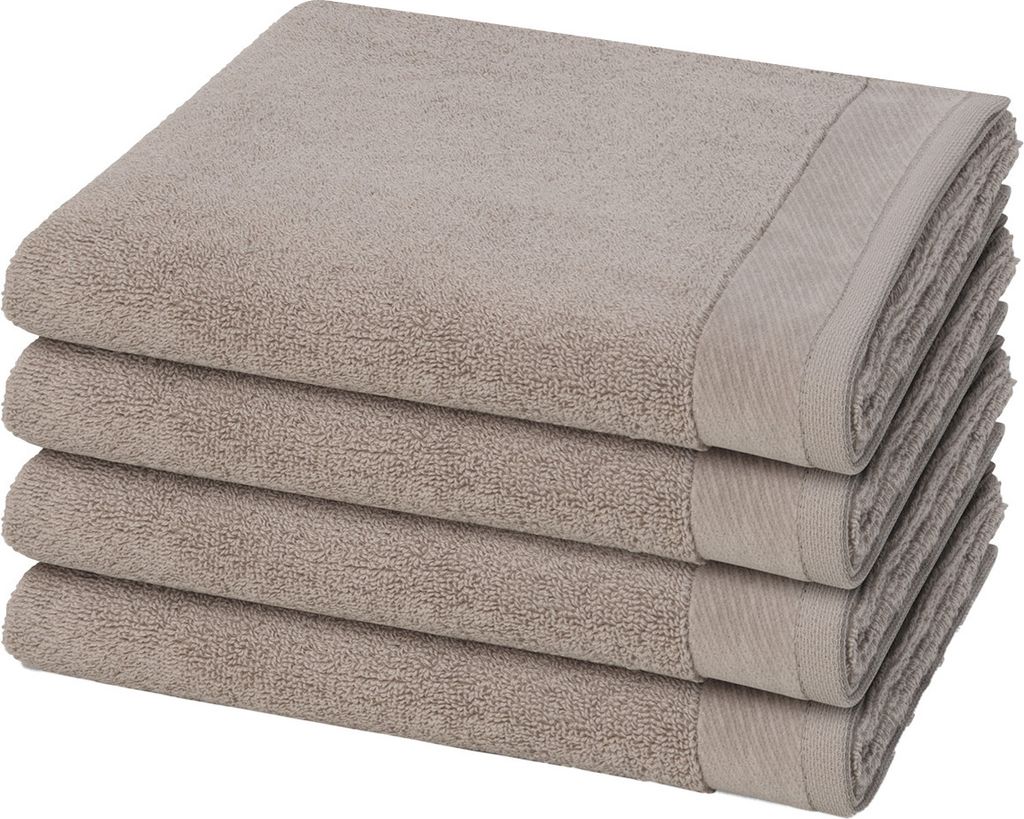 Möve Premium 4 X Handtuch im Set Flauschige Optik und Haptik, Breite, weiche Chenillebordüre, Hochwertiger Kordelaufhänger