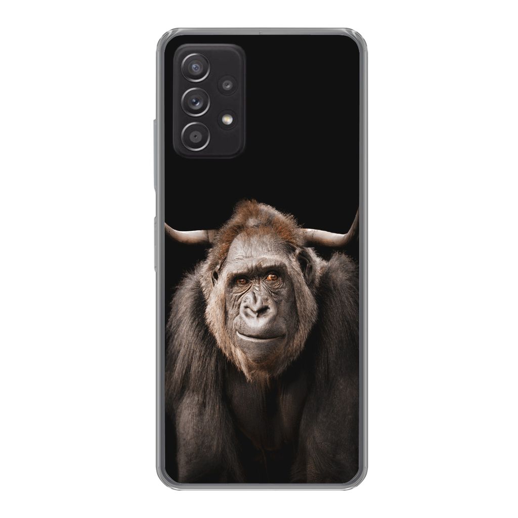 MuchoWow Handyhülle Schutzhülle Hülle für Samsung Galaxy A33 5G Affe - Schottischer Highlander - Schwarz Silikon Softcase Handy Hülle - Kart...