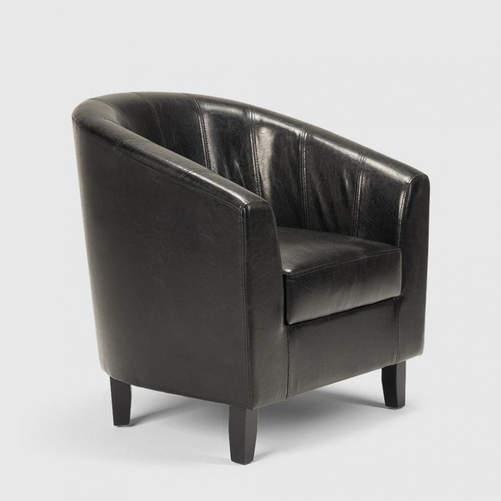 Kunstledersessel Cockpit-Sessel Lounge-Büro Wartezimmer Klassisches Design Seashell - Schwarz