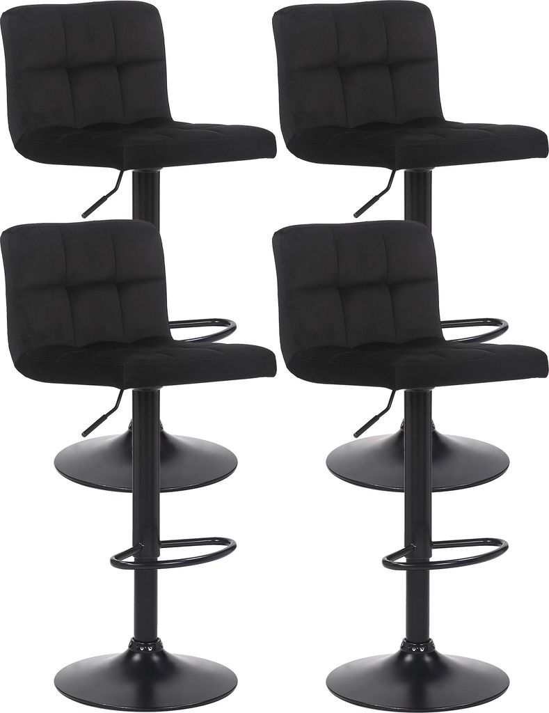 4er Set Barhocker HLO-CP64 Samt schwarz