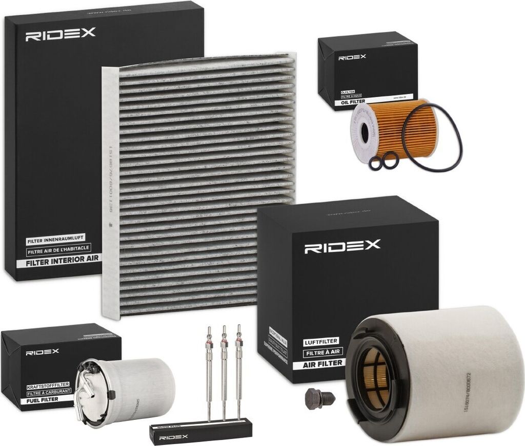 RIDEX Inspektionspaket Filterset für VW Polo Schrägheck (6R1, 6C1) für SKODA Fabia II Schrägheck (542) Fabia II Combi (545) ROOMSTER (5J) für ...