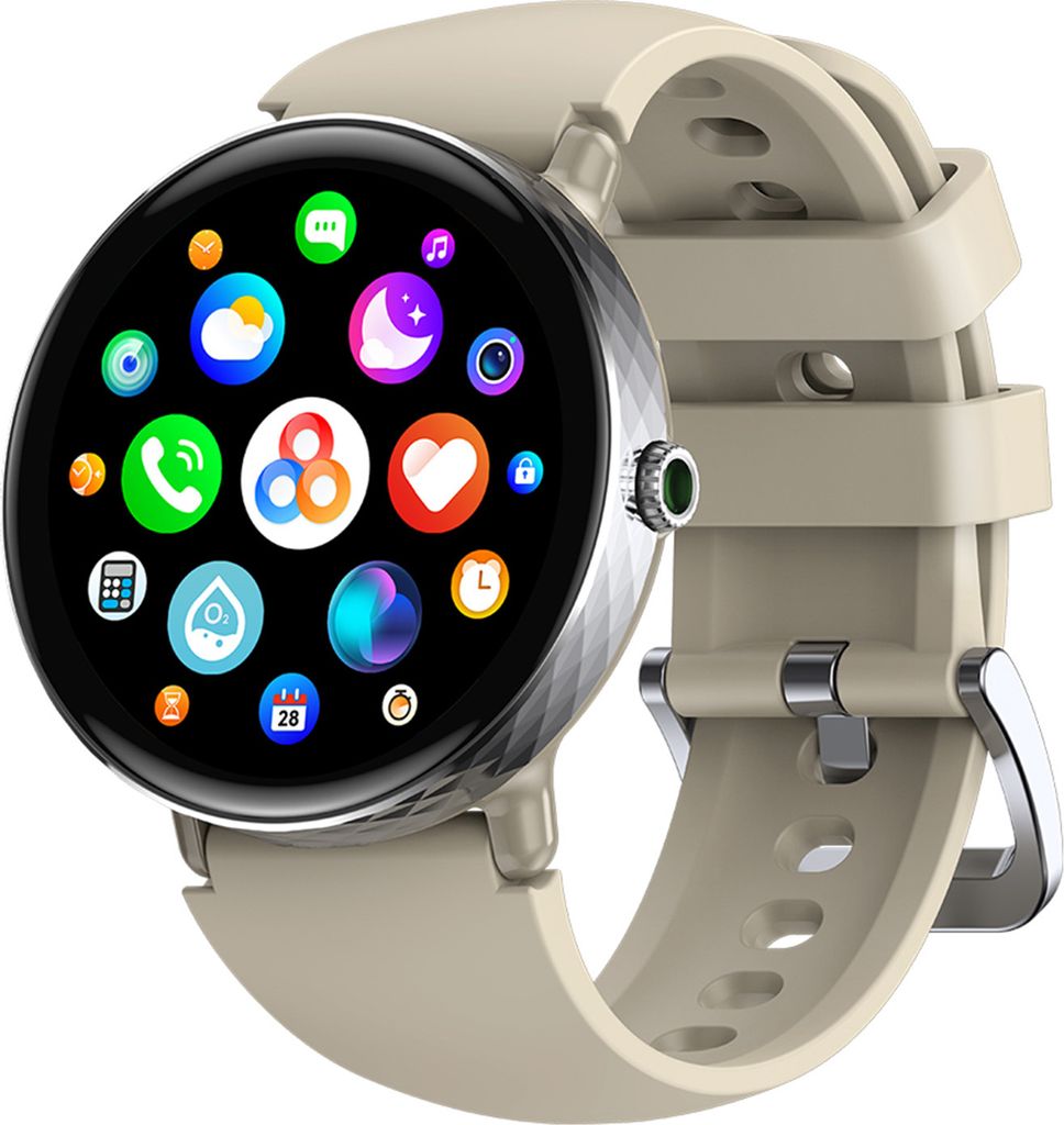 Drahtlose Anrufe Damen Smartwatch 1,2 Zoll AMOLED Bildschirm Doppelriemen Gesundheitsueberwachung Smart Watch