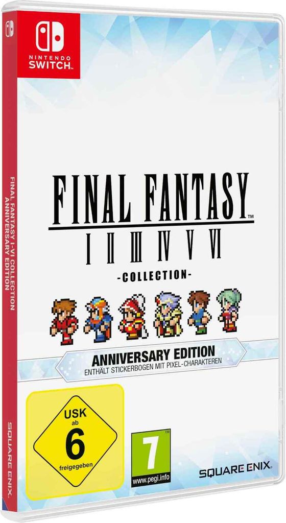 The image shows the front cover of a Nintendo Switch game case for Final Fantasy I-VI Collection - Anniversary Edition.