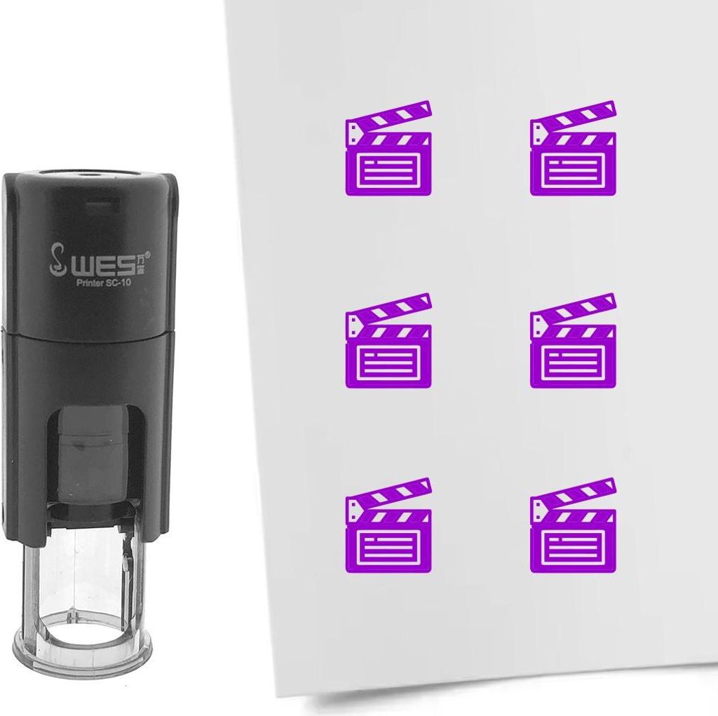CombiCraft Selbstfärbender Stempel 'Filmklappe' in der Farbe Lila, Ø10mm