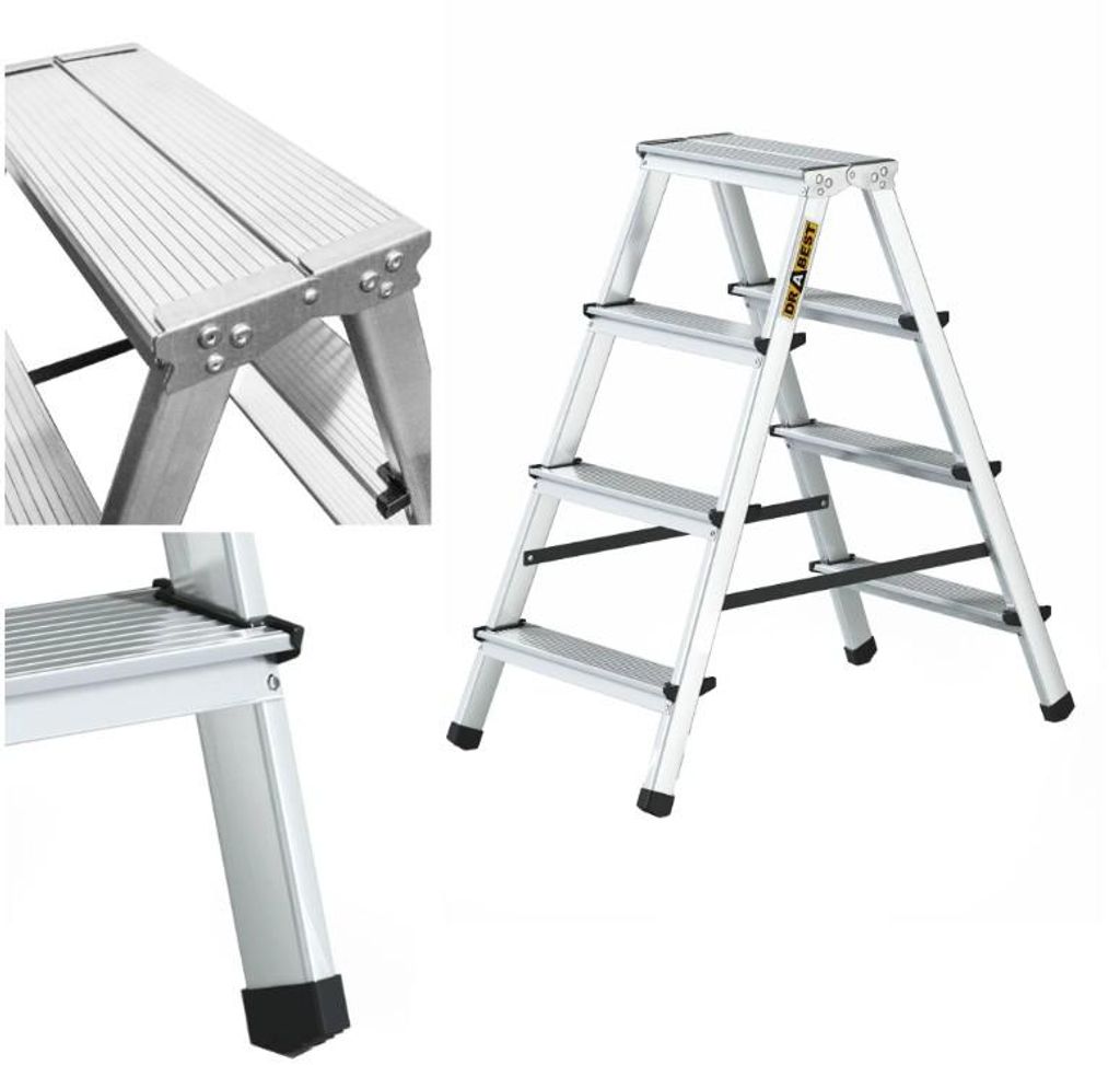 Drabest | échelle en aluminium, double-face, 4 marches, 125 Image du produit 