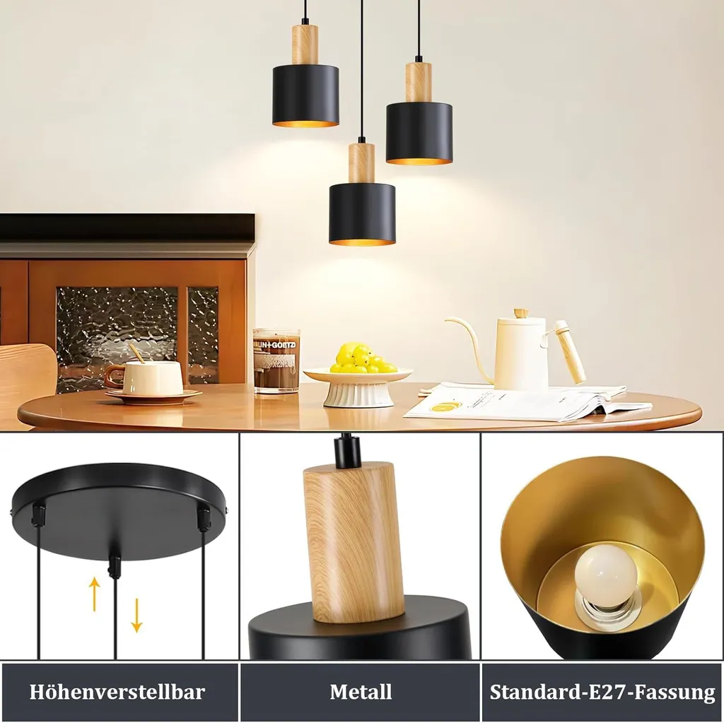 Lustre Cuisine E27 pour Éclairage Sans Éblouissement Hauteur Modulable