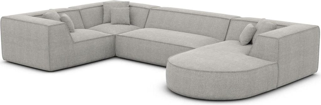 Strukturstoff U-Form XL Wohnlandschaft Liberia Hellgrau Rechts