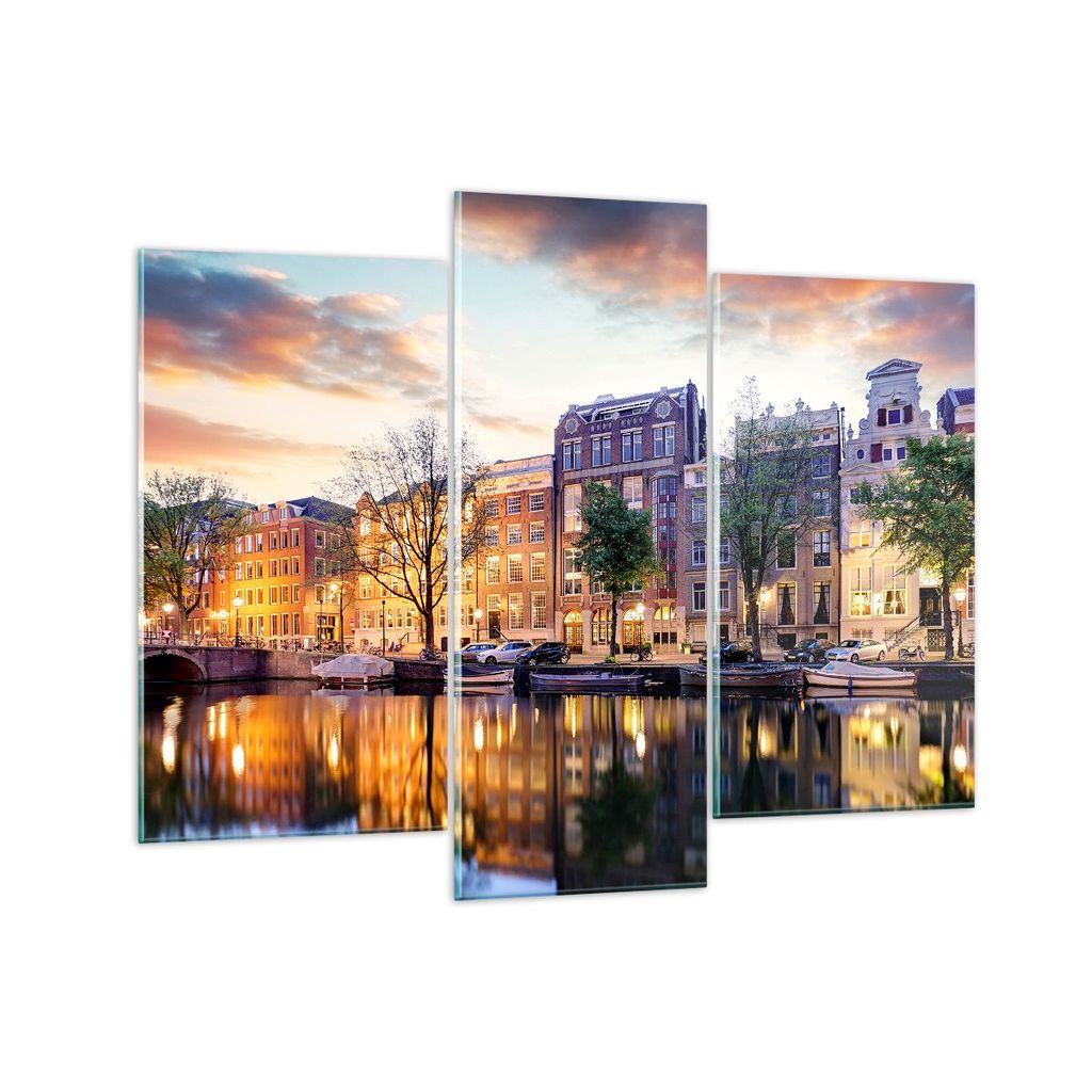 Bilder auf glas - Holland Kanal - 130x100cm - Glasbilder - Wandbilder - Kunstdruck - zum Aufhängen bereit - Wanddekoration aus Glas - Glas Bilder ...