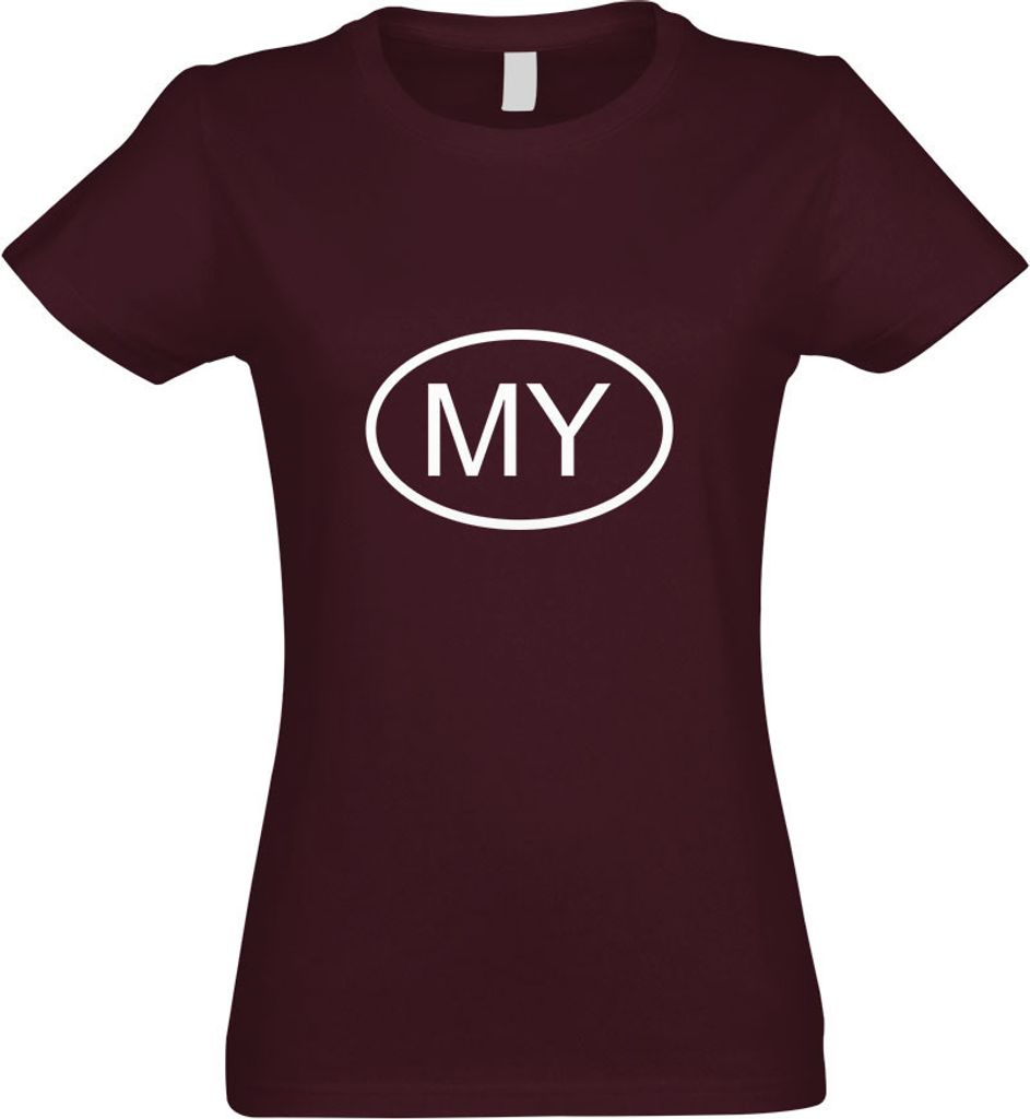 Kiwistar - T-Shirt tailliert - Damen - Burgund - Malaysia My - mit Motiv Bedruckt - Funshirt Design - Sport - Freizeit - Damen - XXL