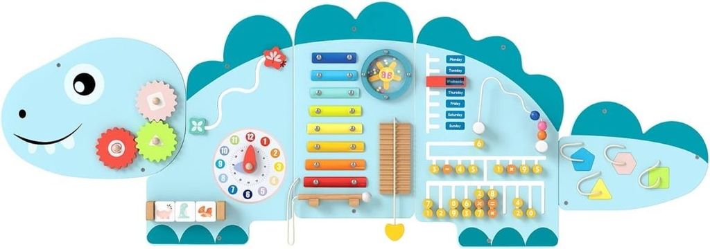 Aktivní stěna s dinosaury pro batolata, 11v1 Montessori Obrázek produktu 