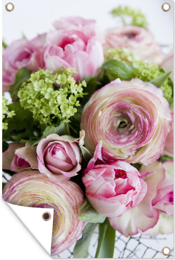 MuchoWow 40x60 cm Outdoor-Poster Gartendeko Sichtschutz Garten Poster für den Garten Blumenstrauß mit Ranunkeln