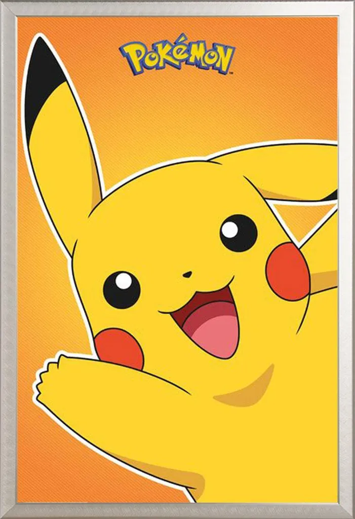 Poster Pikachu Motif 2 avec Cadre Shinsuke Maxi Aluminium Haute Qualité