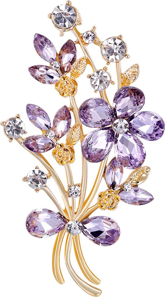 Frauen Elegante Bouquet Form Brosche Glänzende Strass Intarsien Pin Anzug Kragen Schal Schal Abzeichen Kostüm Zubehör