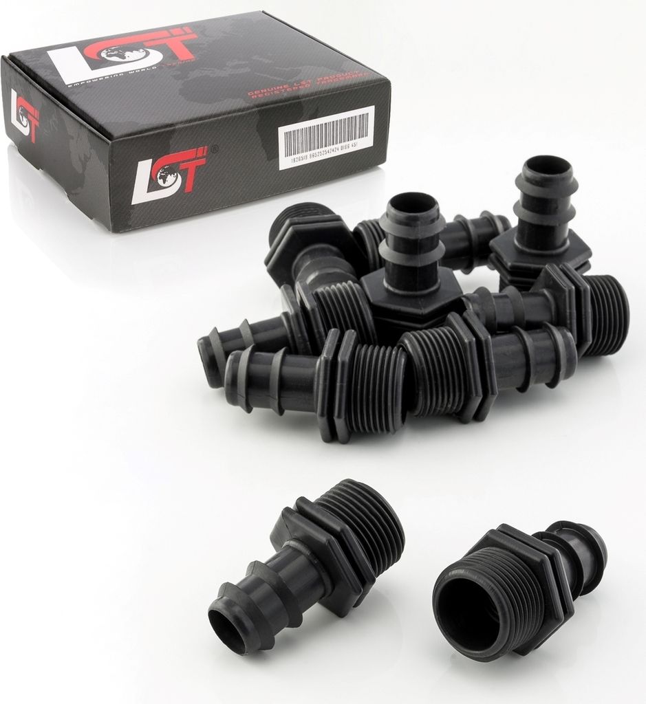 10x Steckverbinder gerade gerippt 20x3/4" PE-Reduzierstück Produktbild 