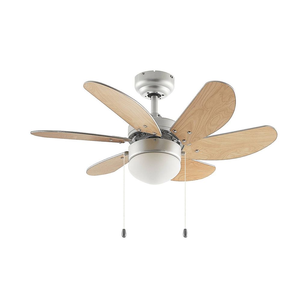 Lindby Deckenventilator mit Licht Minja, silber, leise, 78cm
