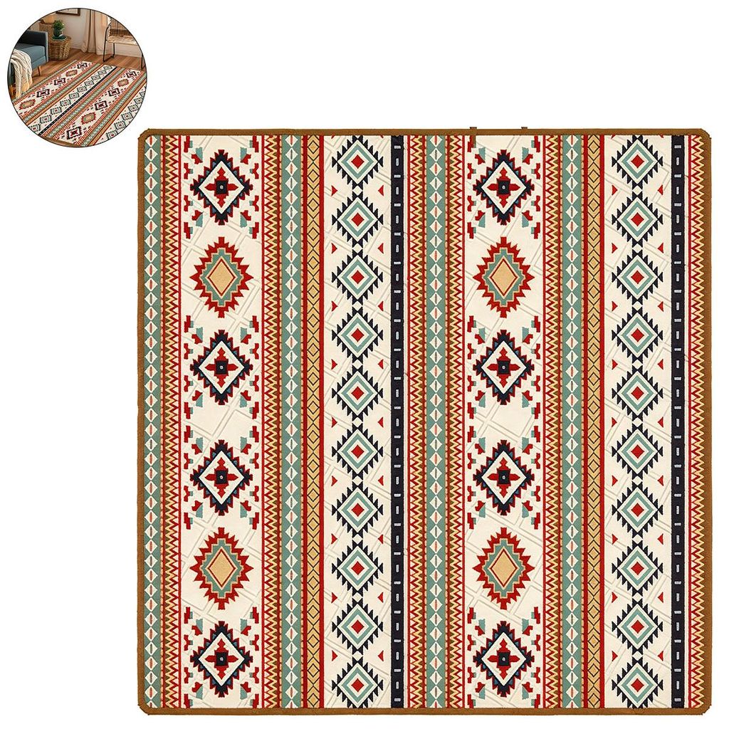 Wasserdichte Picknickdecke 200×200 cm,6-lagig extra dick,Outdoor Stranddecke,Camping Matte,Boho-Design,für4–6Personen,Sand-und Feuchtigkeitsres...