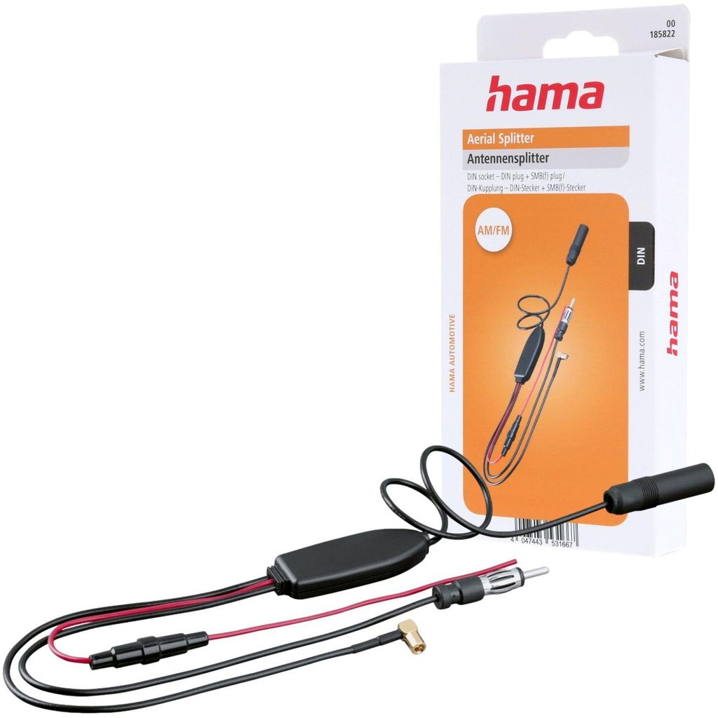 Hama Antennensplitter AM / FM + DAB / DAB+ SMB DIN Antenne Verstärker Splitter