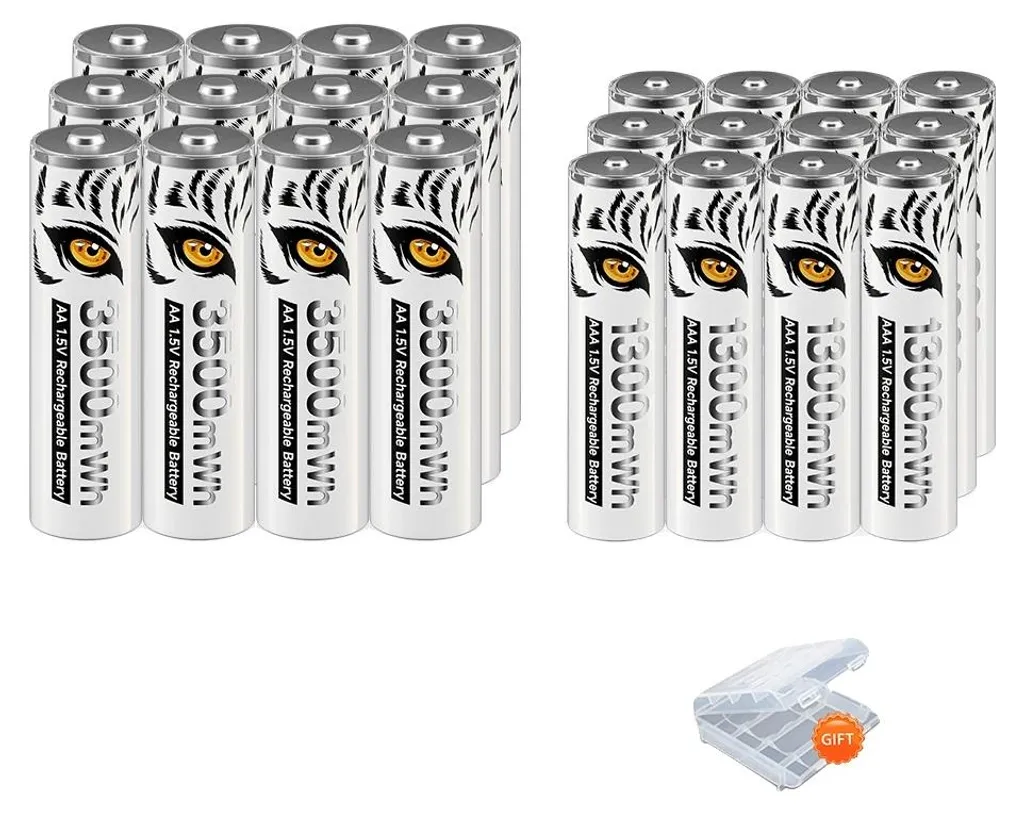 Piles rechargeables AA AAA haute capacité avec étui-chargeur intelligent