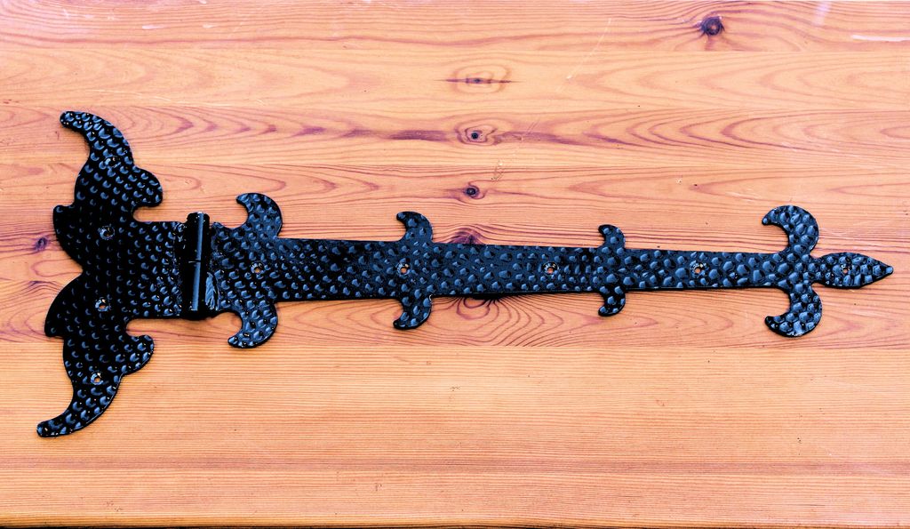 UHRIG Ladenband links Scharnier 52 cm lang,antik Beschlag aus Schmiedeeisen für Fenster Möbel Tür Tor usw.