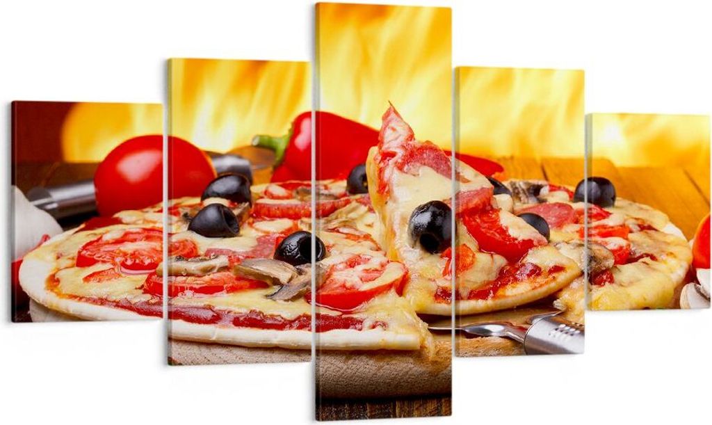 Bild auf Leinwand - Leinwandbild - Kuchen Backen Pizza Käse - 125x70cm - Wand Bild - Wanddeko - Leinwanddruck - Bilder - Kunstdruck - Wanddekorati...