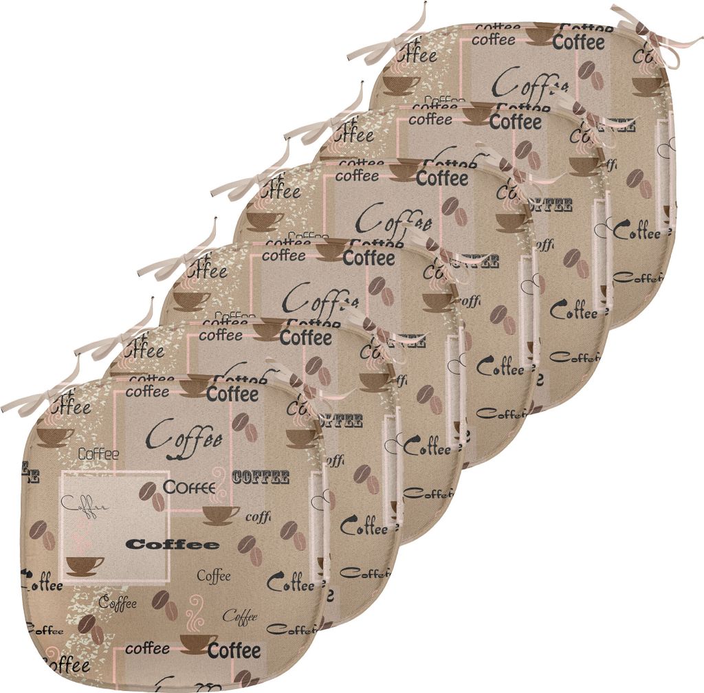 ABAKUHAUS Kaffee Polster für Esszimmerstühle, Coffee Beans Typography, Dekoratives wasserfestes Kissen mit Riemen für Küchensitze, 40 cm x 40 c...