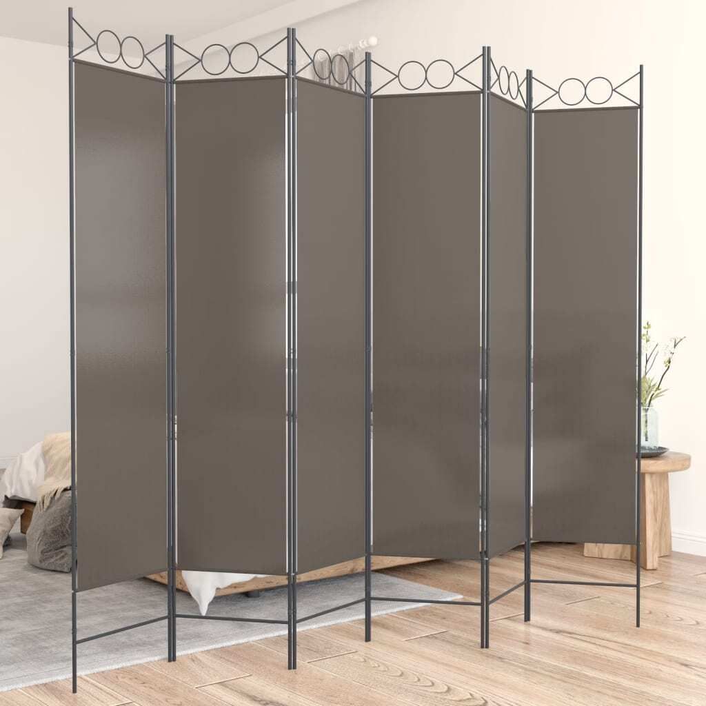 The Living Store 6-tlg. Paravent Anthrazit 240x200 cm Stoff