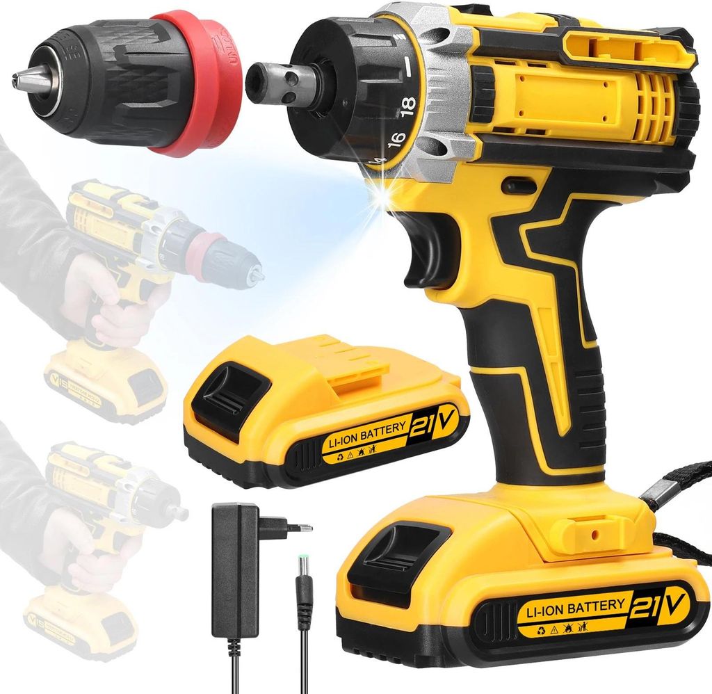 21V 2-in-1 - Kabelloser Akkuschrauber und Bohrer - Lithium-Akku - Hohes Drehmoment - Bürstenmotor - Akku enthalten - Multifunktion