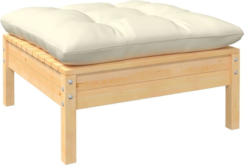 Outdoor-Fußhocker mit Kissen Massivholz Kiefer