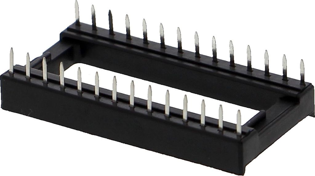 IC-Sockel, DIP-Buchse mit doppelten Federkontakten - 24P bis 28P, 15.24mm Reihenabstand Kontakte: 24 Kontakte