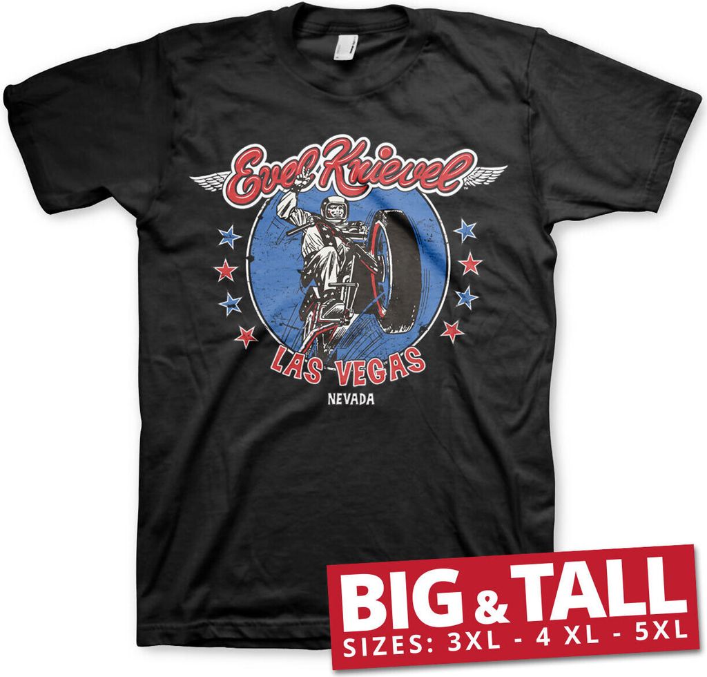 Evel Knievel In Las Vegas Big & Tall T-Shirt - 5XL - Black