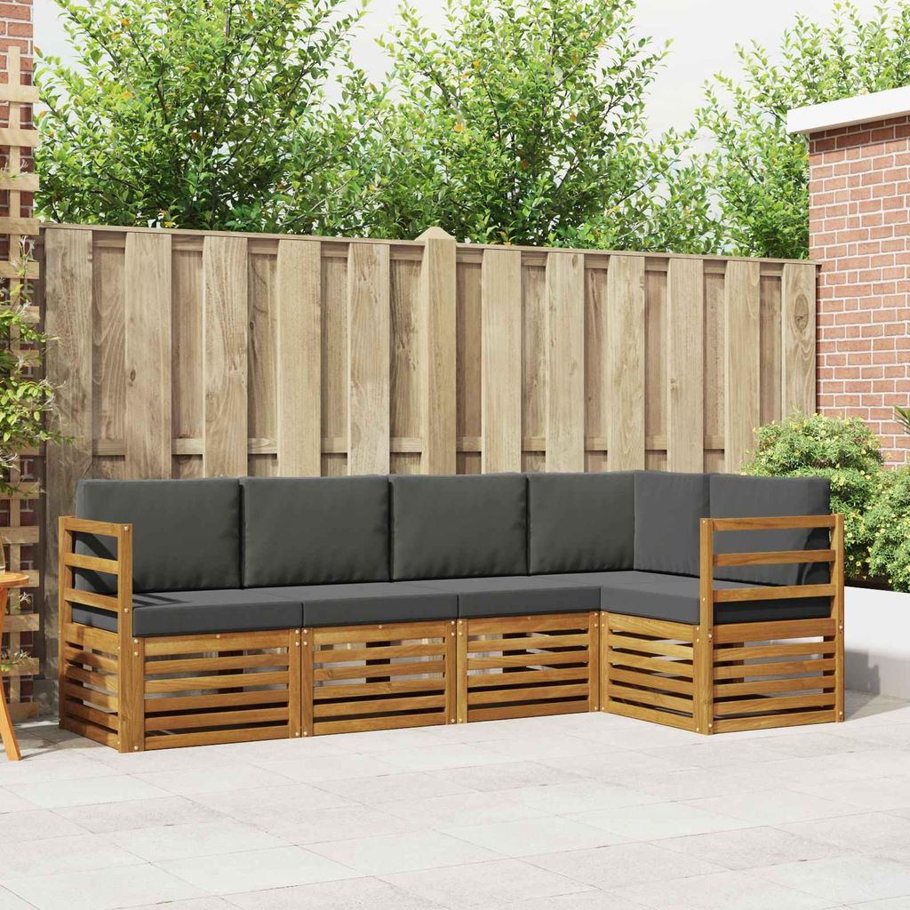 "Neues Produkt" Sofagarnituren - CLORIS - Terrassen-Sofa - 5 pcs - Natur und Anthrazit Massivholz Akazie - Modern Gartensofas V1921