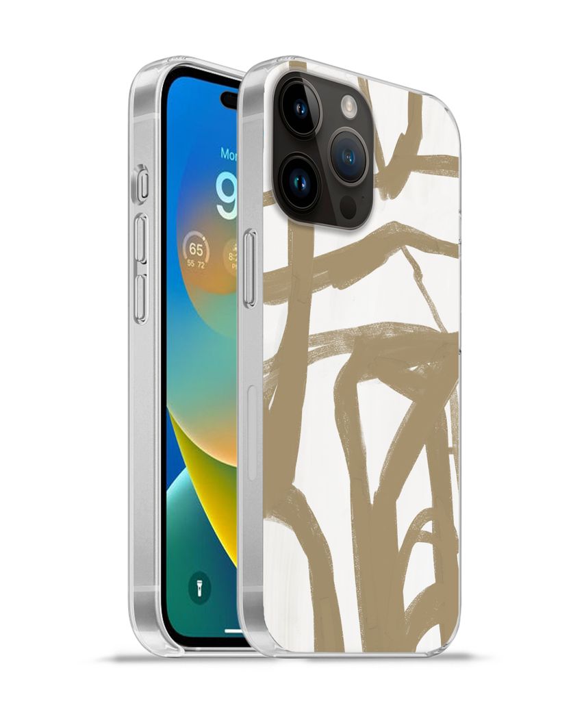 MuchoWow Handyhülle Schutzhülle Hülle für Apple iPhone 14 Pro Max Braun - Weiß - Abstrakt Silikon Softcase Handy Hülle - Hardcover