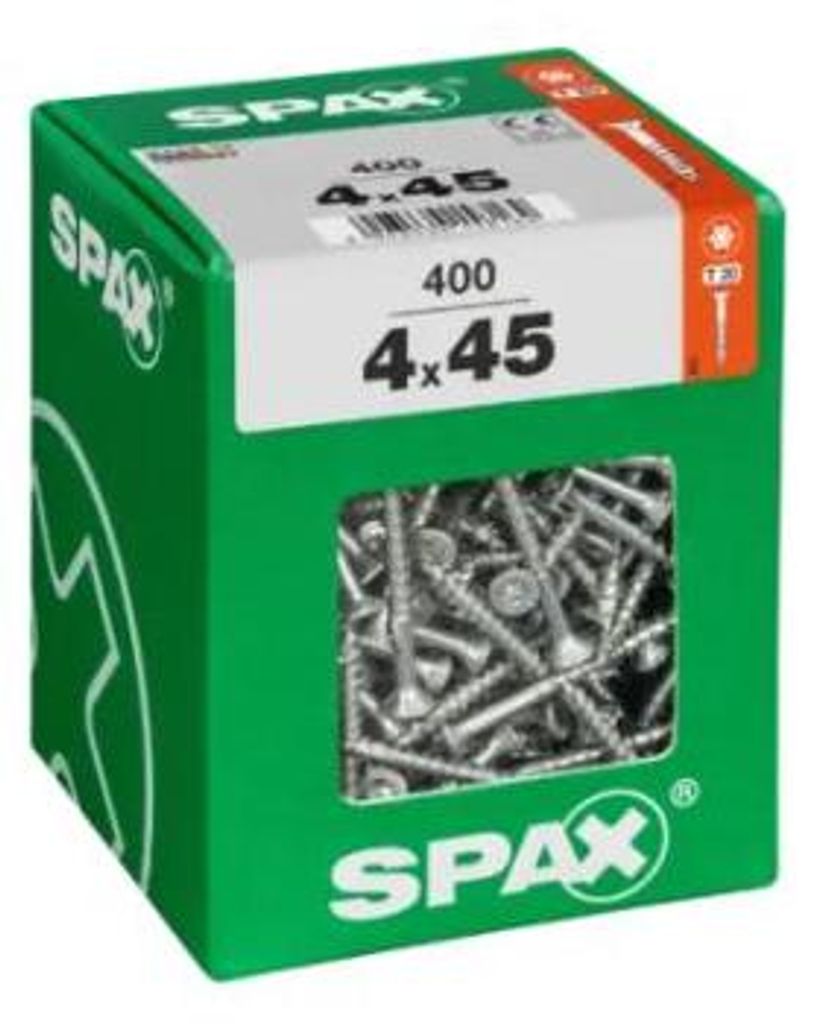 SPAX Universalschraube, 4 x 45 mm, 400 Stück, Teilgewinde, Produktbild 