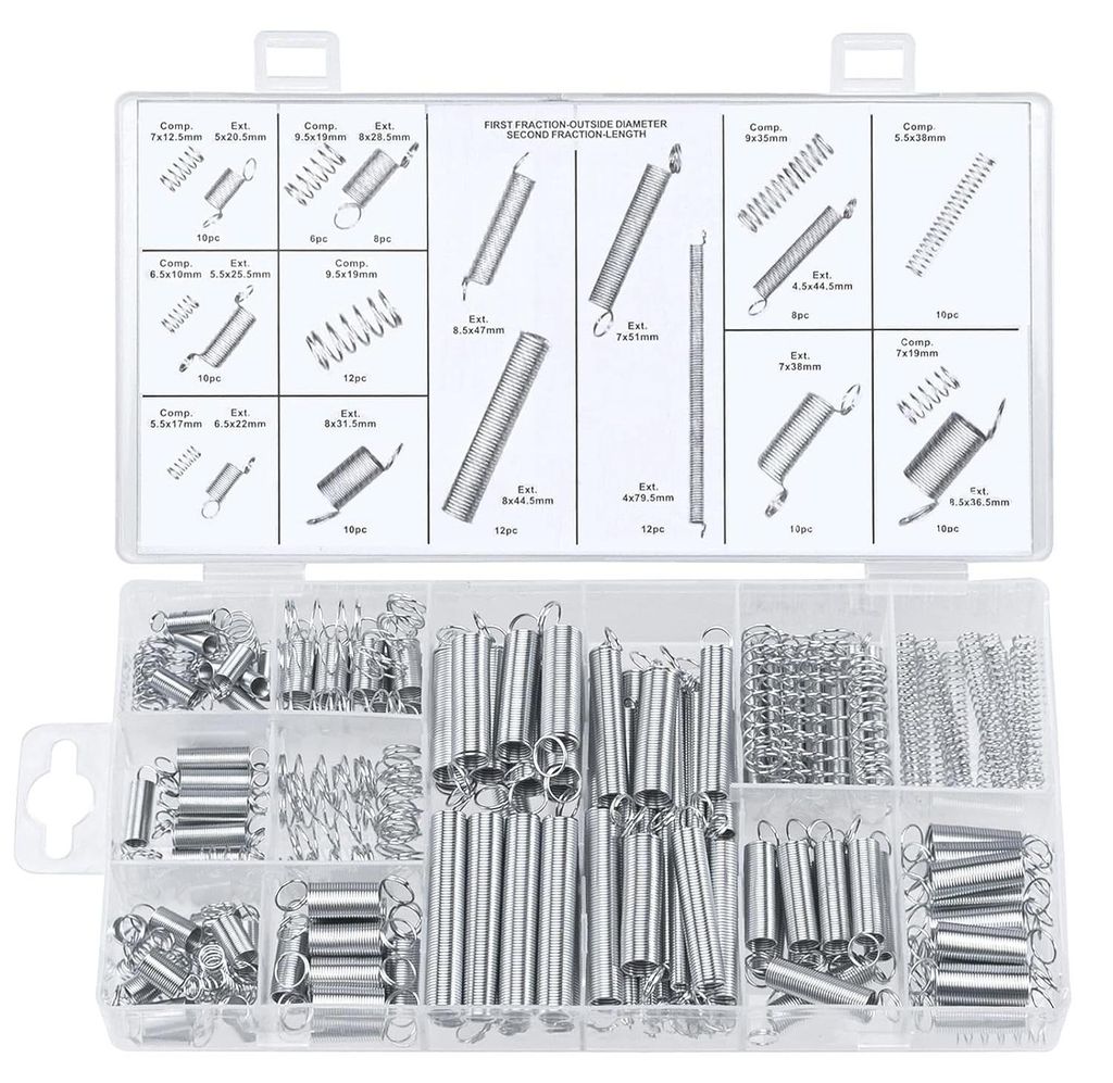 200 Sortimente, 20 verschiedene Größen, keine Kontraktions- und Traktions-Ressorts, zur Reparatur, Länge 1 cm bis 8 cm, Außendurchmesser 0,5 cm...