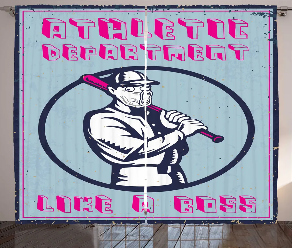ABAKUHAUS Rideau à Fronces Meme Rétro Rose et Bleu en 280x225 cm