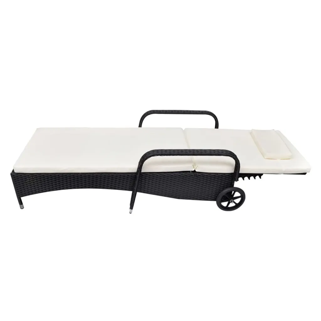 Bain de soleil ajustable en rotin noir avec roulettes et grand confort - 5
