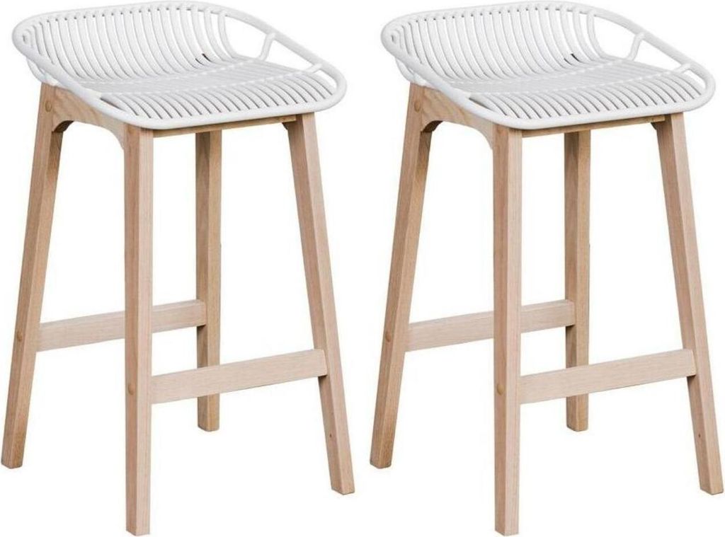 Set mit 65 cm großen Insel- und Barstühlen MALMO aus Eiche mit Kunststoffsitz