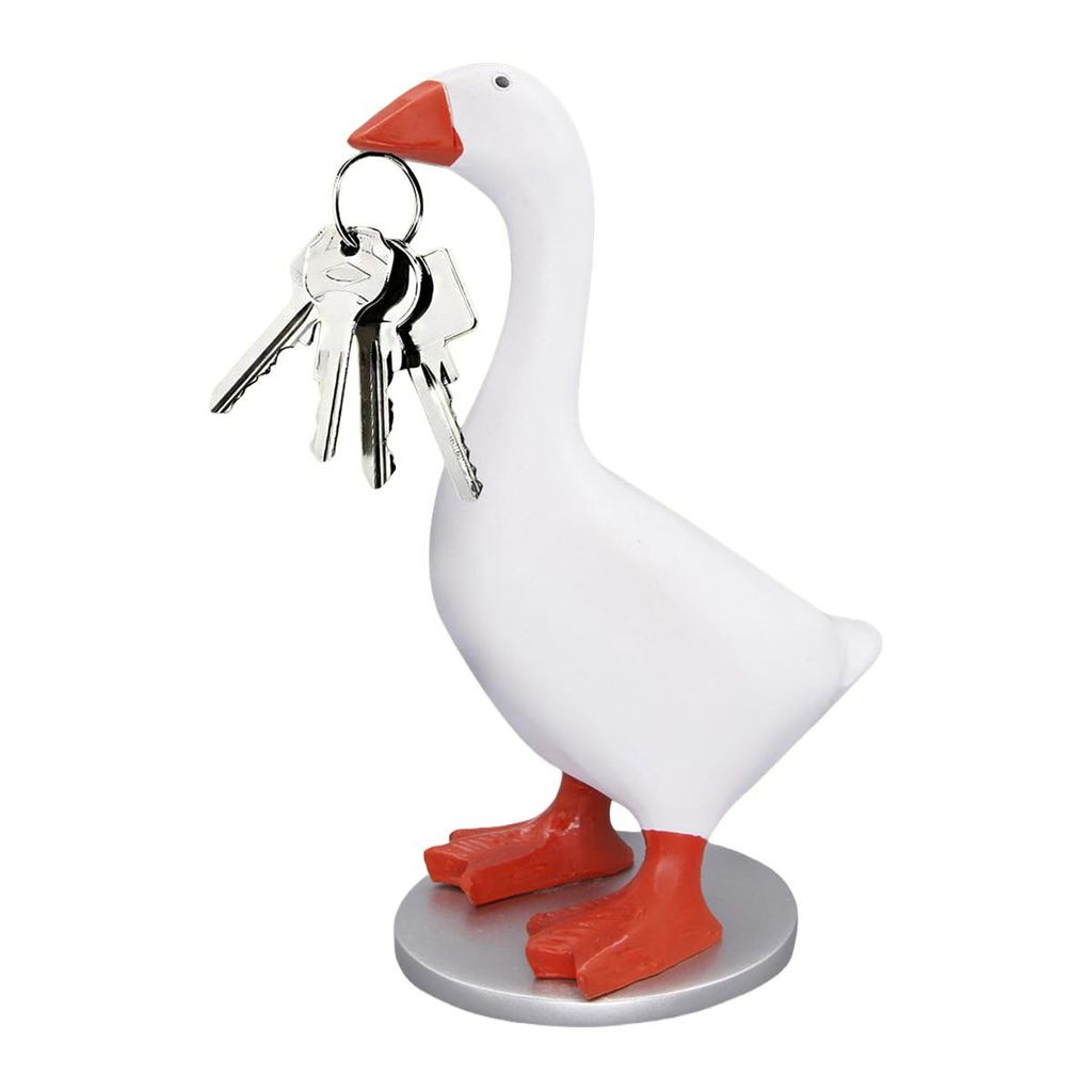Magnetischer Gänse-Schlüsselhalter für den Schreibtisch, 17.6 cm, lustige Heim-Desktop-Dekoration, niedliche Gans-Statue aus Kunstharz