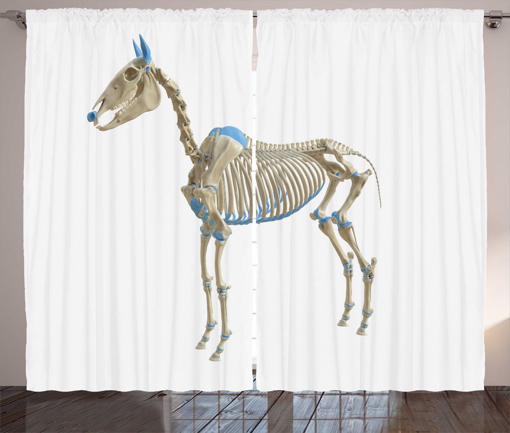 ABAKUHAUS Gebeine Rustikaler Gardine, Single Equine Knochenstruktur, Schlafzimmer Kräuselband Vorhang mit Schlaufen und Haken, 280 x 225 cm, Grau,...