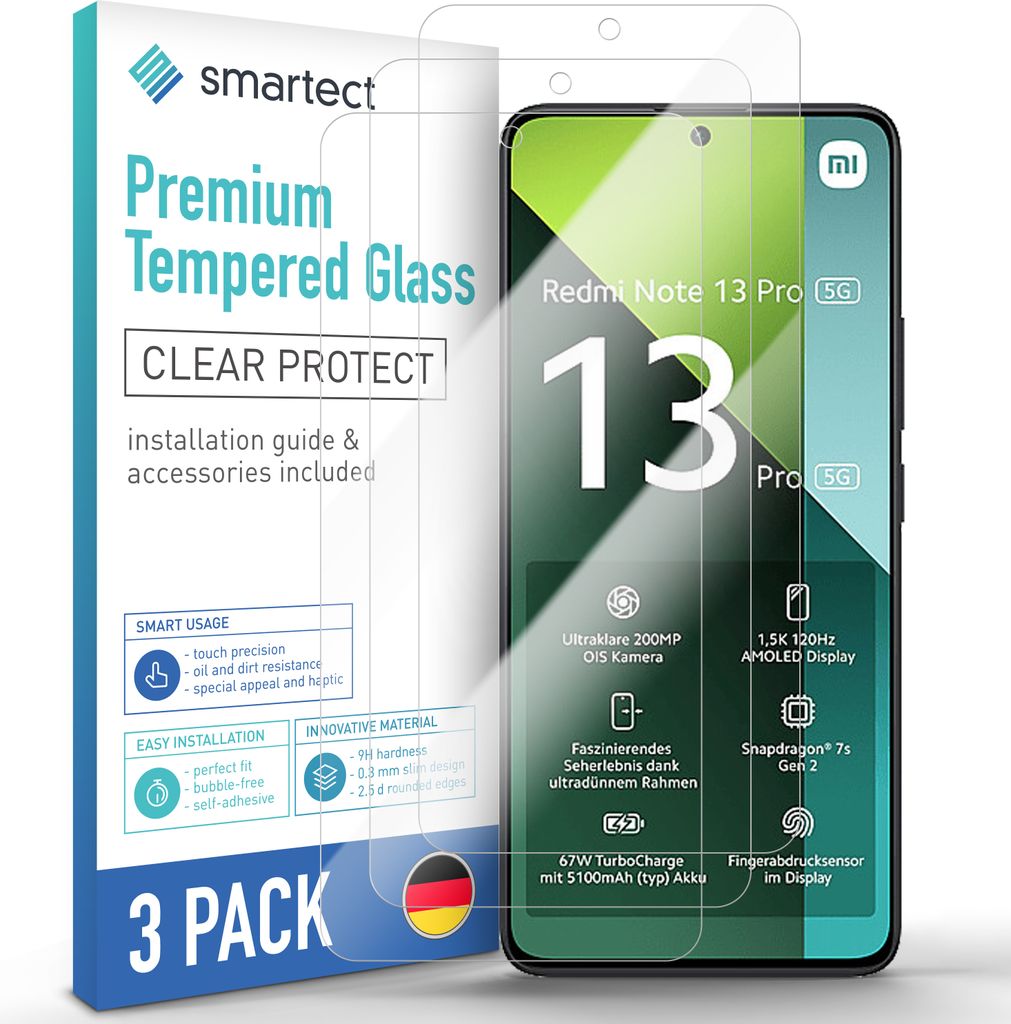 3x Schutzglas Panzerfolie für Xiaomi Redmi Note 13 Pro 5G Produktbild 