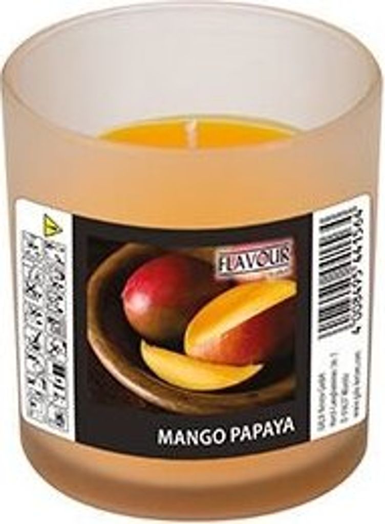 Papstar Duftkerzen im Glas, Mango-Papaya, Ø 70 mm · 77 mm, "Flavour", 6 Stück